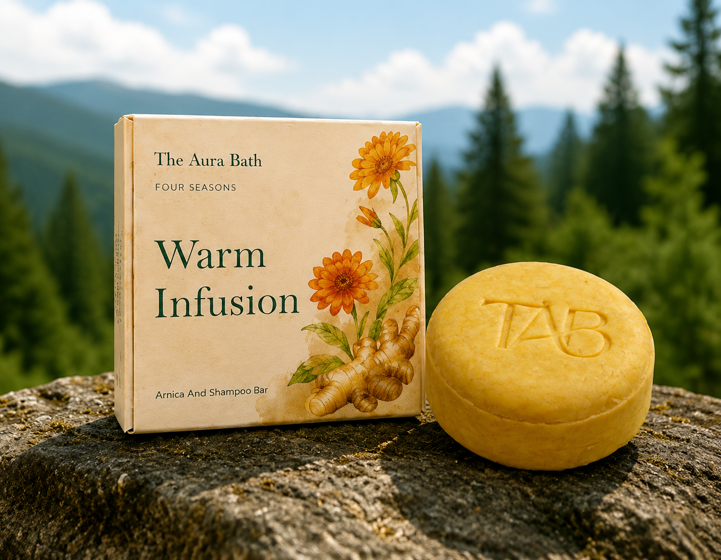 Warm Infusion Shampoo Bar – Calendula & Ginger for Scalp Stimulation and Healthy Hair Growth