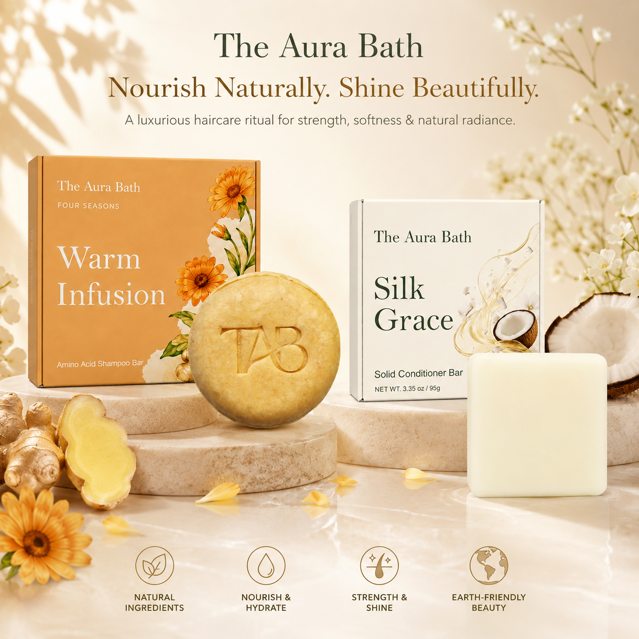 Four Season Series Shampoo Bar – Natural Solid Shampoo for Fine, Limp Hair – Oil-Balancing, Plastic-Free