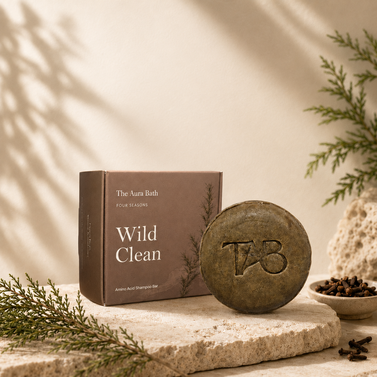 Wild Clean Shampoo Bar – Arborvitae Leaf + Clove for Brittle Breakage-Prone Hair