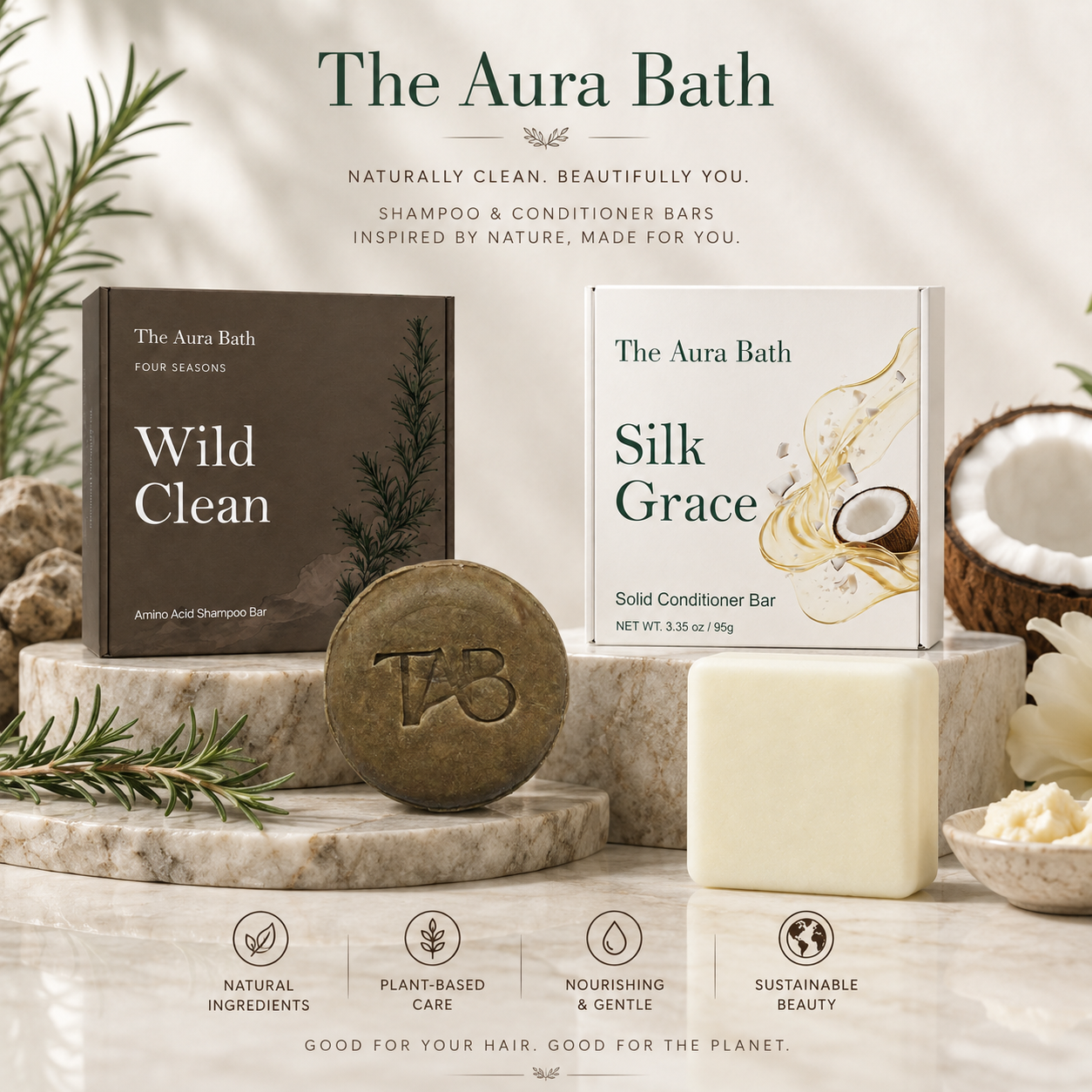 Wild Clean Shampoo Bar – Arborvitae Leaf + Clove for Brittle Breakage-Prone Hair