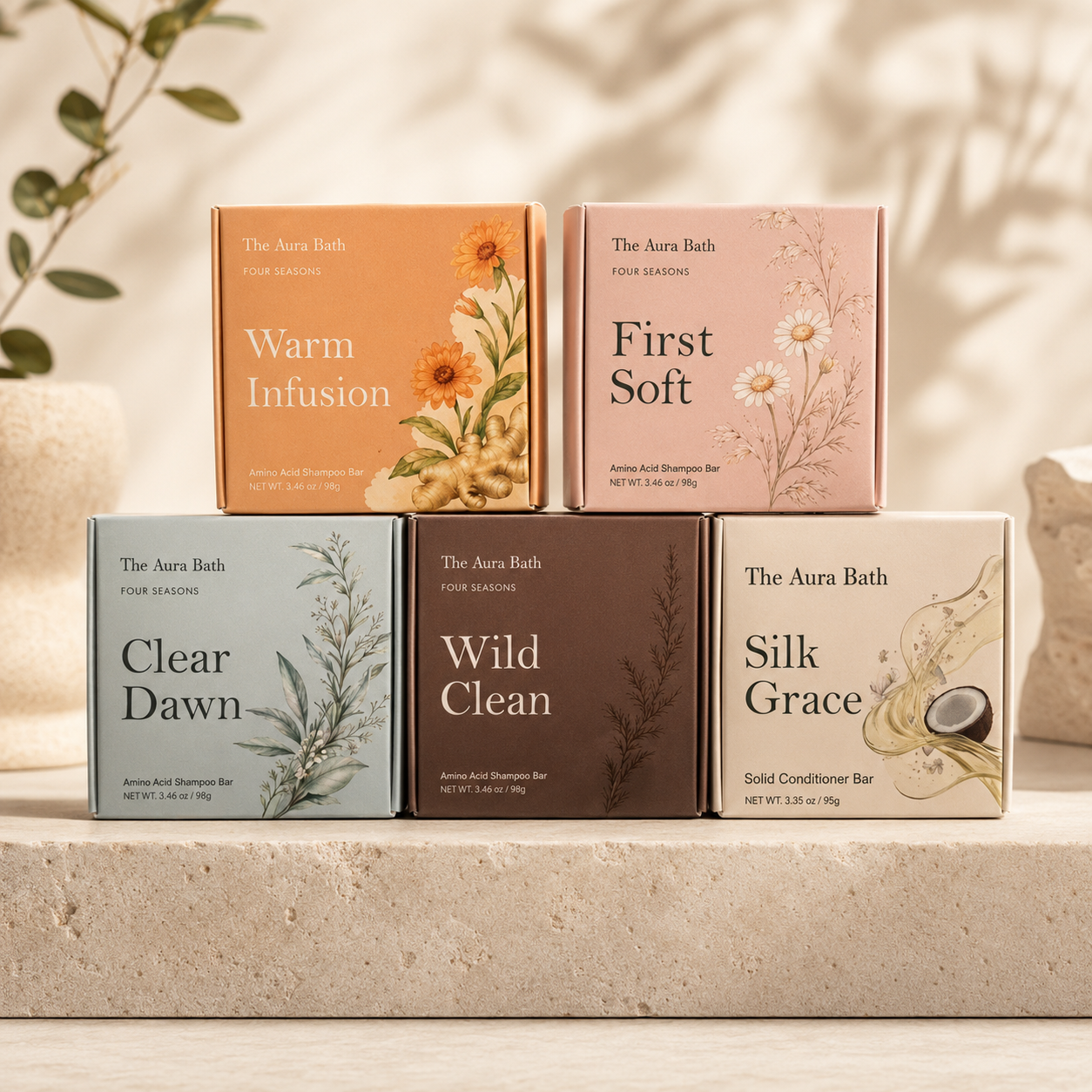 Four Season Series Shampoo Bar – Natural Solid Shampoo for Fine, Limp Hair – Oil-Balancing, Plastic-Free