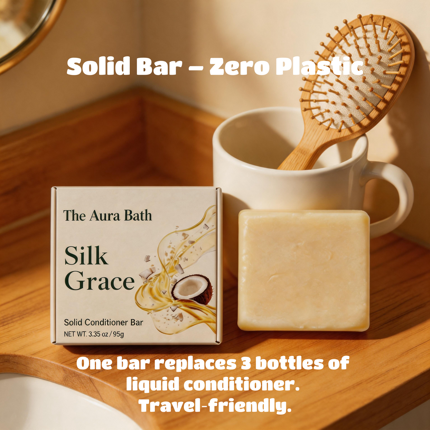 Silk Grace Solid Conditioner Bar – Alkali‑Free, Easy to Rinse‑Out