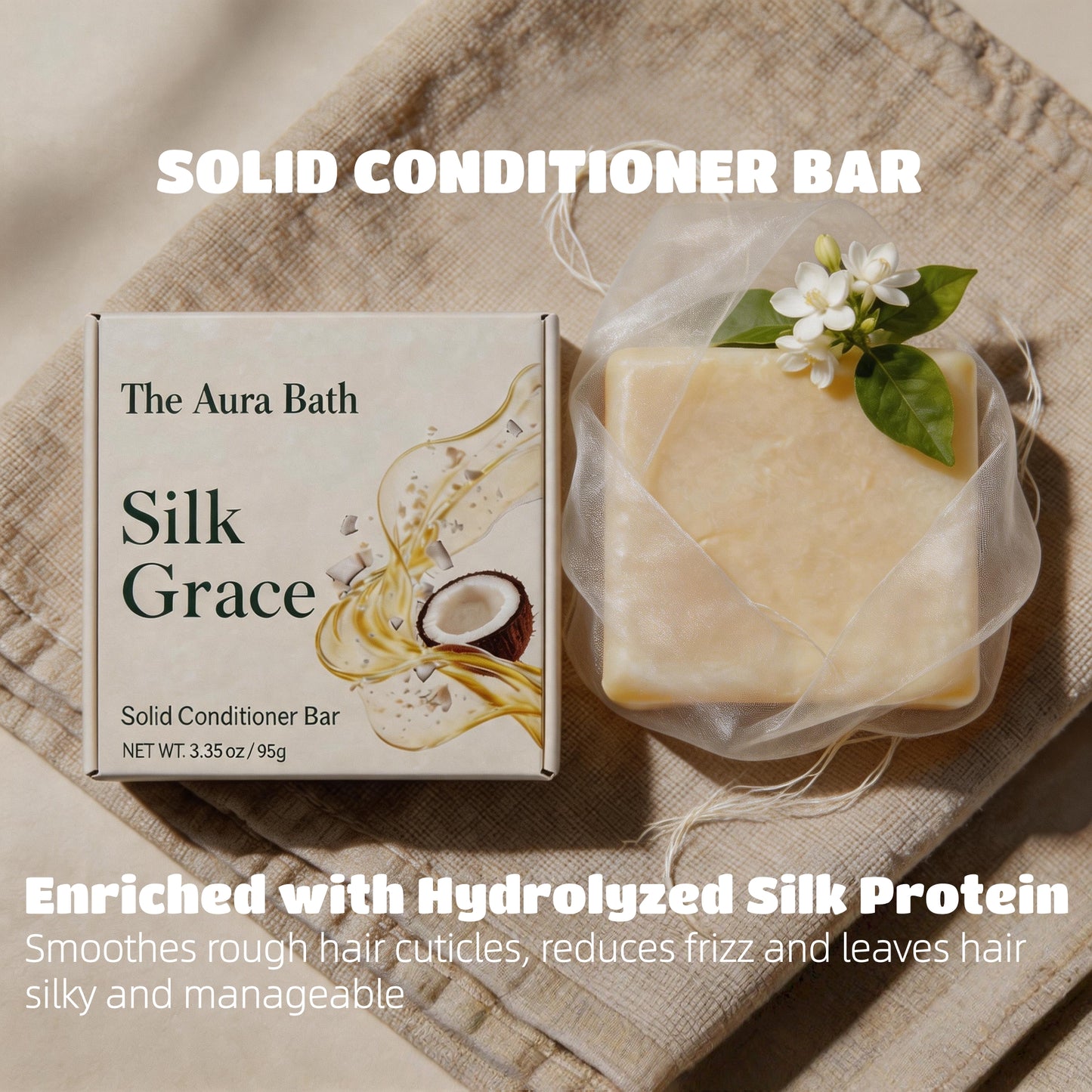 Silk Grace Solid Conditioner Bar – Alkali‑Free, Easy to Rinse‑Out